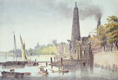 York Buildings, kijkend naar Westminster, met een uitzicht op de watertoren, 1797 door James Peller Malcolm